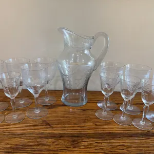Vintage Pitcher & Stemware Set