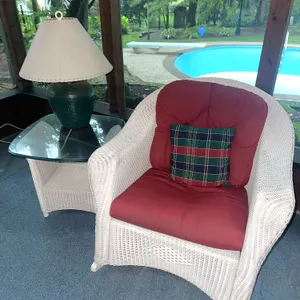 Wicker rocking chair with matching table