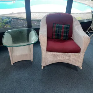 Wicker rocking chair with matching table