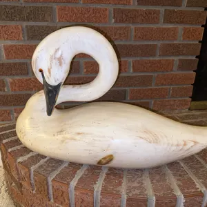 Large - life size wood carved swan