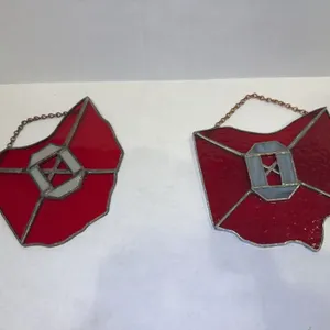 Stained glass - State of Ohio with Block O