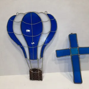 Stained glass - hot air balloon and cross