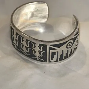 Signed Native American sterling silver cuff bracelet