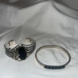 Native American sterling and black Onyx bracelets