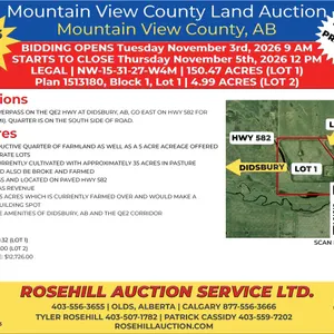 Mountain View County Land Auction - Lot 1 - NW-15-31-27-W4M - 150.47 acres m/l
