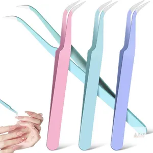 SHINEOFI 4pcs Precision Tweezers, Stainless Steel Pointed Tweezers for Craft, Nail Sticker and Scrapbooking Tools with Protective Caps