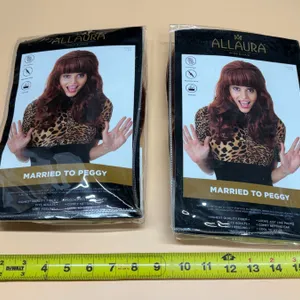 (2) ALLAURA "Married to Peggy" auburn red bouffant beehive costume wig. (New)