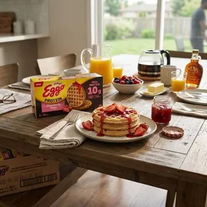 Kelloggâ€™s Eggo Protein Strawberry Blast Wafï¬‚e 12 x 280g