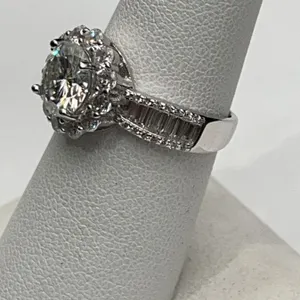 $1,550.00-2.00 CT GRA CERTIFIED ROUND BRILLIANT CUT MOISSANITE 925 SILVER RING SIZE 6.25