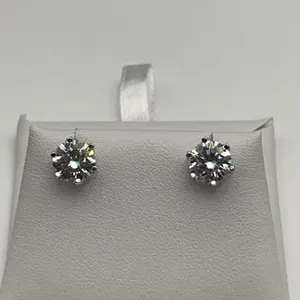 $2,250.00 - 4.00 CT TW GRA CERTIFIED ROUND BRILLIANT CUT MOISSANITE 925 SILVER EARRINGS WITH SCREW B