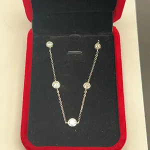 $975.00 - 2.50 CT TW GRA CERTIFIED ROUND BRILLIANT CUT MOISSANITE BEZEL SET IN 925 SILVER NECKLACE