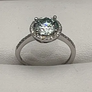 $2,100.00 - 2.00 CT GRA CERTIFIED ROUND BRILLIANT CUT MOISSANITE STONE RING ADJUSTABLE SIZE