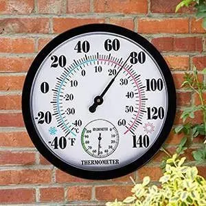 Black Indoor Outdoor Wall Thermometer