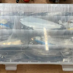 Fishing spoons and plastic organizer