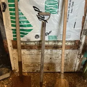 Shovel, grass edger, and broom
