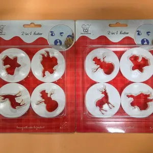 (4 pc) 2 pk Christmas 2-in-1 Cookie Cutters
