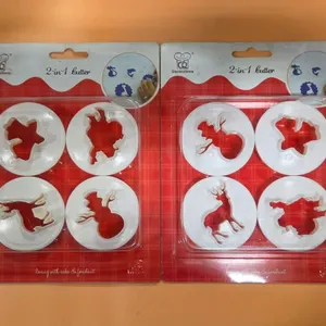 (4 pc) 2 pk Christmas 2-in-1 Cookie Cutters