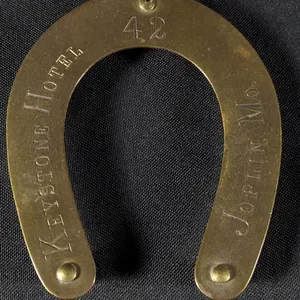 PAT 1891 BRASS HORSESHOE TRIVET KEYSTONE HOTEL JOPLIN MISSOURI MO HORSE SHOE
