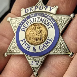 STATE OF CALIFORNIA DEPUTY DEPART FISH & GAME #2132 BADGE