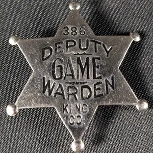 KING COUNTY WASHINGTON DEPUTY GAME WARDEN BADGE #386