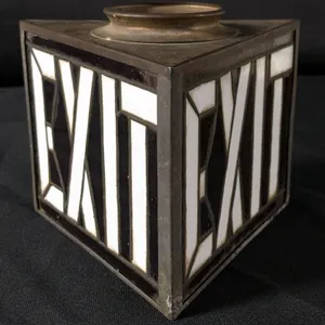 RUBY RED LEADED GLASS EXIT LIGHT SIGN GLOBE