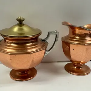 Art Deco Copper Cream & Sugar