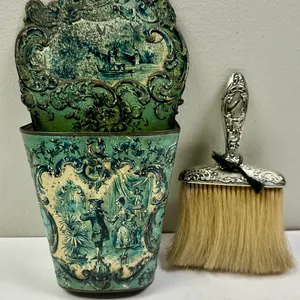 Antique Sterling Handled Clothes Brush & Holder