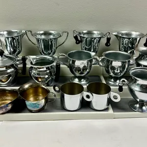 Chrome/Art Deco Look Cream & Sugars