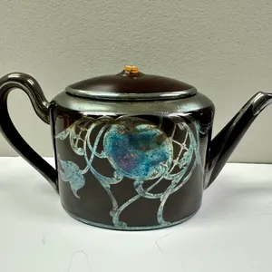 Art Nouveau Teapot w/ Sterling Overlay