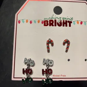 "Making Spirits Bright" Nickel-Free Holiday Earrings Set of 2