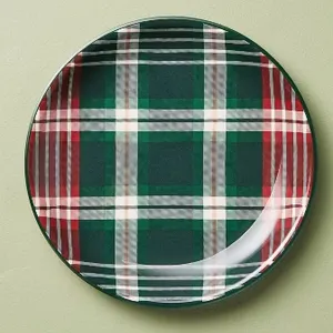 Hearth & Hand with Magnolia Plaid Bamboo-Melamine Plate Green and Red