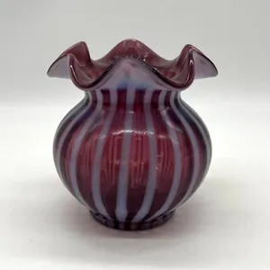 Fenton Glass Cranberry Opalescent Vase
