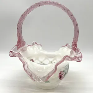 Fenton Hand Painted Art Glass Basket