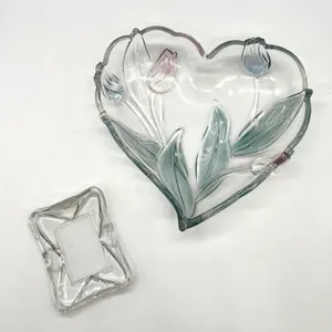 Decorative Glass Heart Dish and Tray