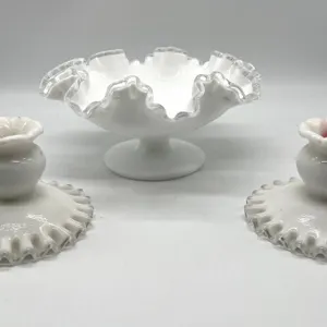 Possible Fenton White Glass Epergne Set