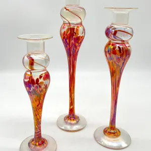 Artist Signed Studio Glass Candlesticks