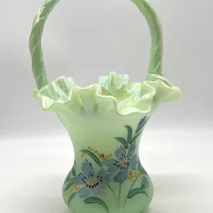 Hand Painted Fenton Glass Basket