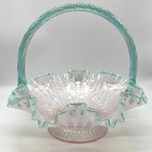 Fenton Iridescent Glass Basket