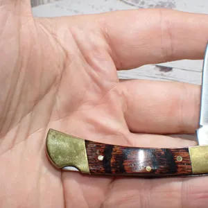 Companion Folding Pocket Knife with Wood Inlay Handle & Brass Bolsters PERFECT POCKET BUDDY
