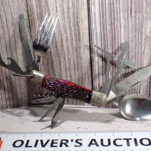 HOBO Multi-Tool Camping Pocket Knife with Utensils & Jigged Bone Handle - JAPAN