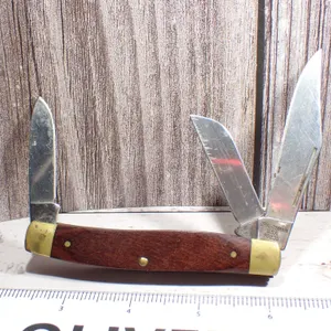 Vintage Craftsman USA 95235 3-Blade Stockman Pocket Knife with Wood Scale Handle