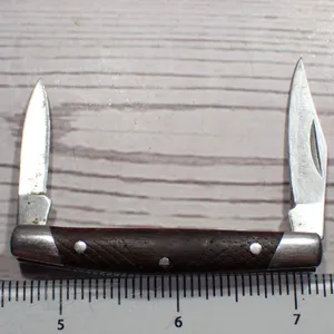 Vintage Winchester 2-Blade Pocket Knife with Jigged Wood Handles & Metal Bolsters