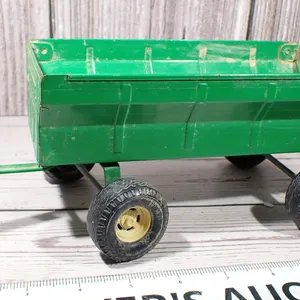 Vintage Ertl 1/16 Scale Green Pressed Steel Flare Box Barge Wagon Farm Toy