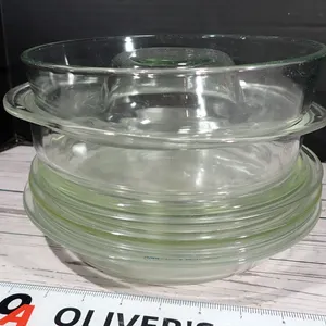 Vintage Pyrex Clear Glass Bakeware Lot — Pie Plates, Casserole Dish & Chip Dip Bowl