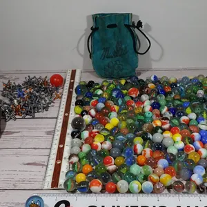 Huge Vintage Marbles & Jacks Estate Collection Lot — Leather Pouches & Pokémon Raichu