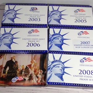 2003–2008 United States Mint Proof Sets (6-Set Collection including 2007 Presidential Dollars)
