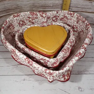 Longaberger Sweetheart & Love Treasures Heart-Shaped Basket 3-Piece Nesting Lot