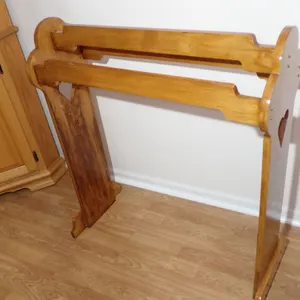 Vintage Country Style Solid Pine Quilt & Blanket Rack – Heart Cutouts – 36" Height