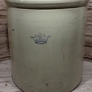 Antique Robinson Ransbottom 6-Gallon Stoneware Crock – Cobalt Blue Crown Mark