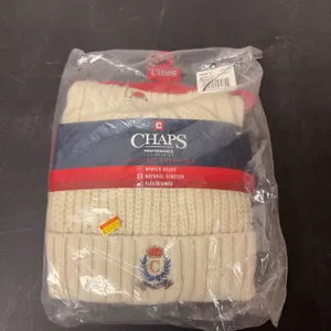 Chaps two piece hat and scarf set Fleece NEW off-white